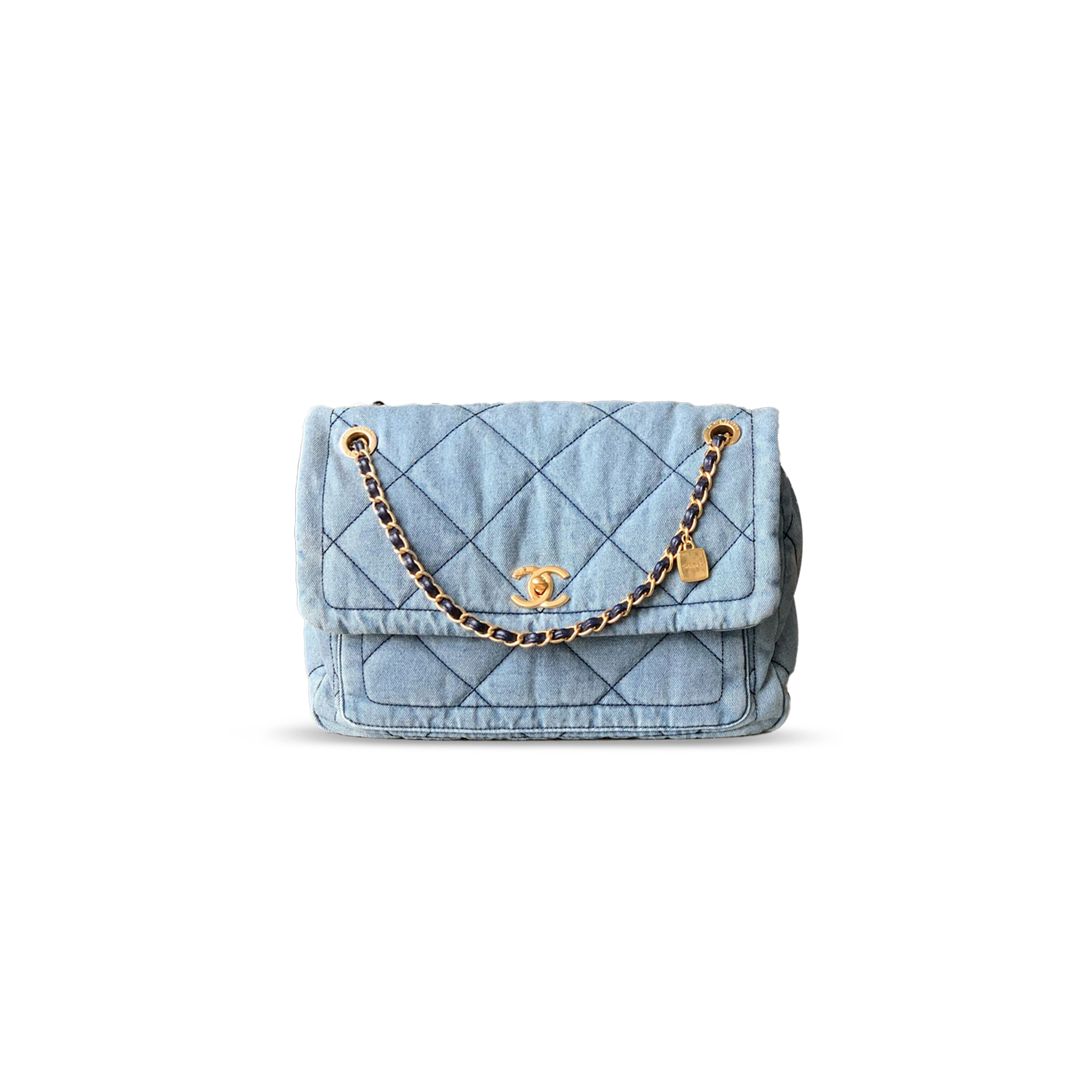 Ch*el denim classic flap bag 493625 (37*23*10cm)